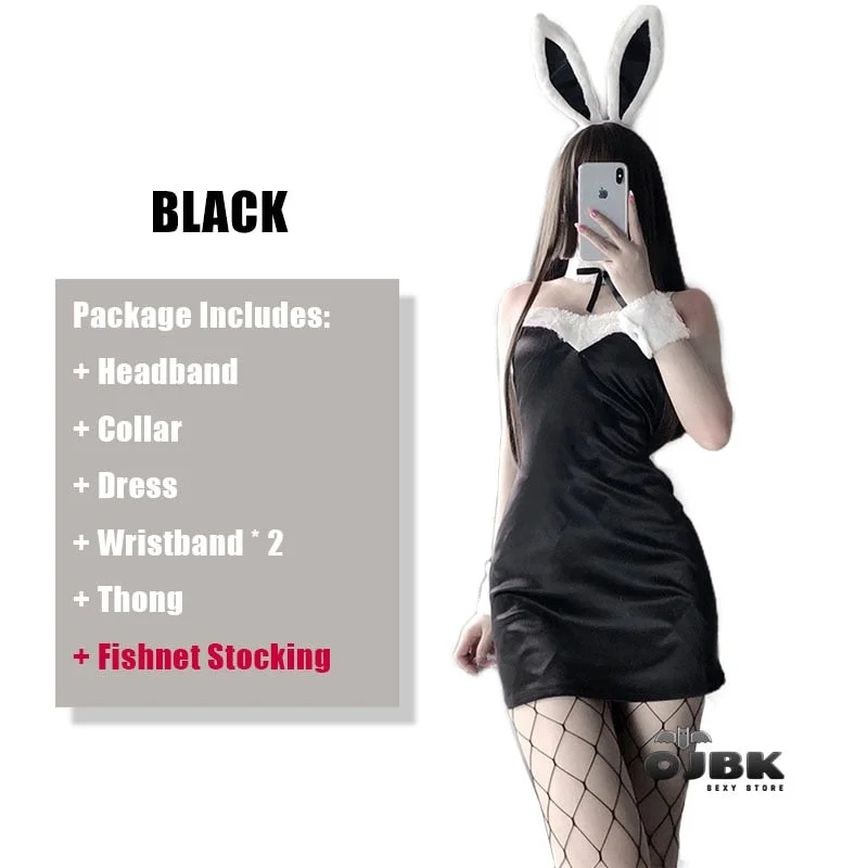 Sexy Classic Bunny Girl Cosplay Outfit Black Pink Japanese Anime Rabbit Uniform Porno Party  For Women Sex Lingerie AV Sets 0721