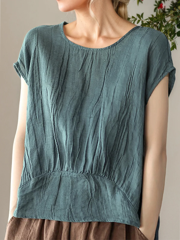 Round Neck Solid Color Cotton And Linen Sleeveless Top hjn Shicloths