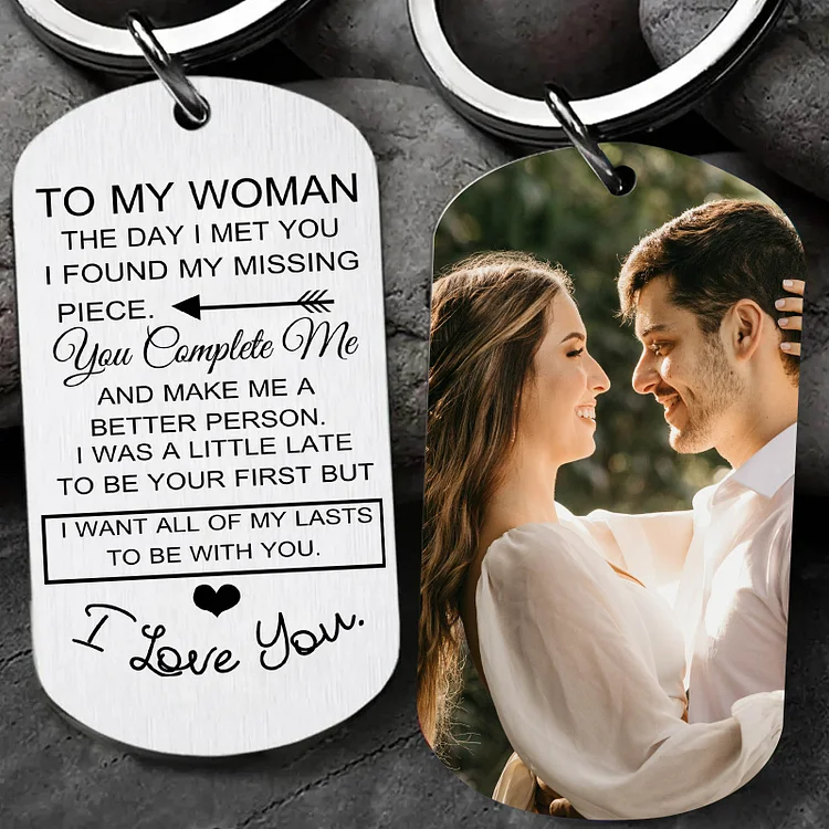 To My Wife/Husband Custom Photo Keyring Couple Keychain Stainless Steel Keychain Valentine's Day Gift for Couples
