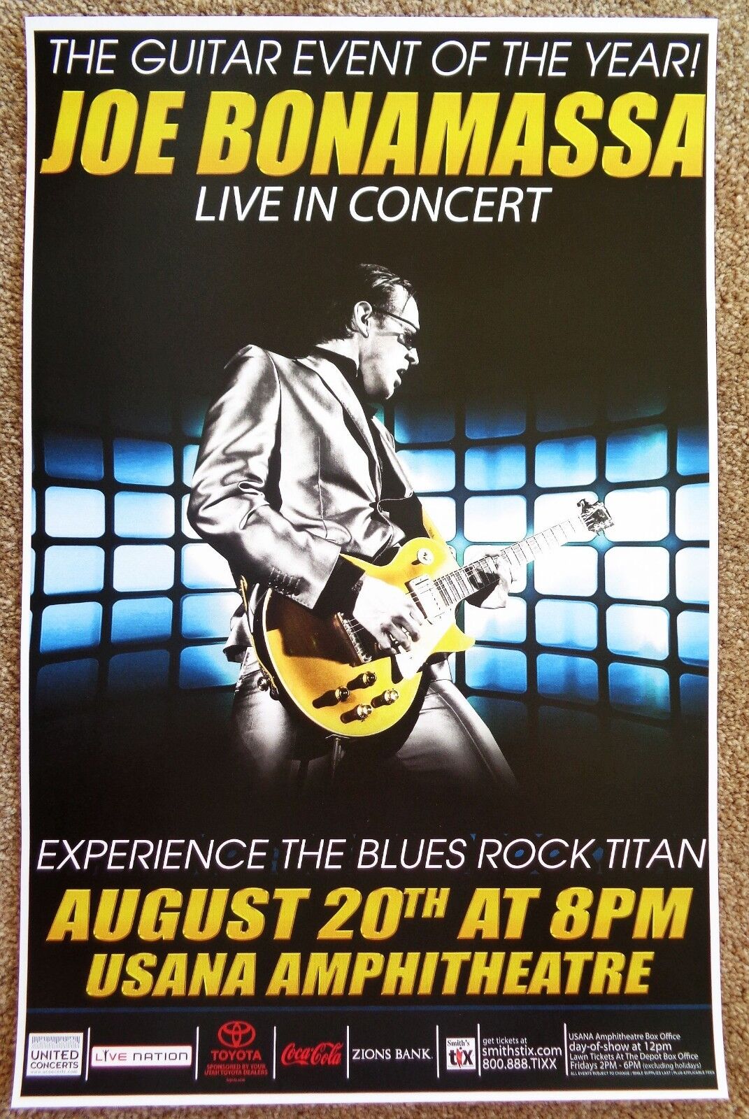 JOE BONAMASSA 2015 Gig POSTER Utah Concert