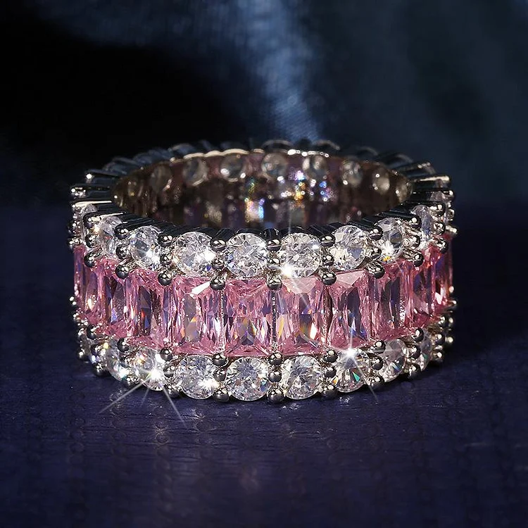Big Bling Pink Zircon Band Ring-VESSFUL