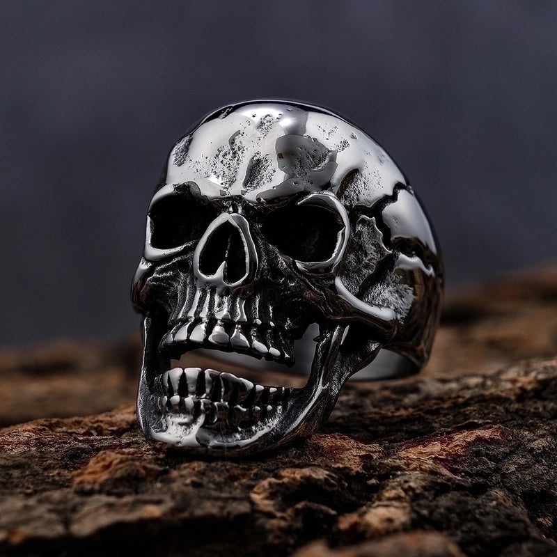 Hip-Hop Punk Skull 304 Stainless Steel Halloween Men'S Rings