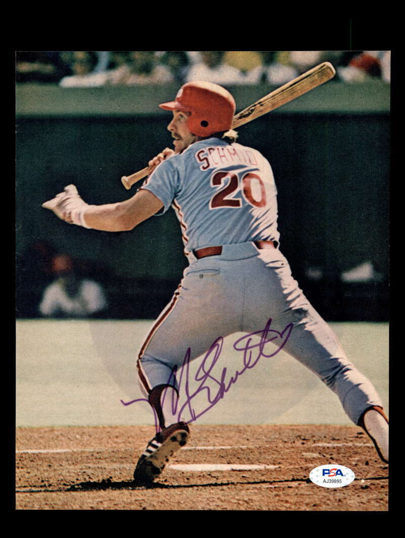 Mike Schmidt PSA DNA Coa Signed Vintage 8x10 Photo Poster painting Phillies Autograph