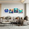 4pcs 5d bricolage complet rond perceuse diamant peinture dauphins kit décoration intérieure 30x30cm