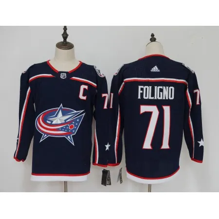 Men's  Columbus Blue Jackets #71 Nick Foligno Navy Stitched NHL Jersey