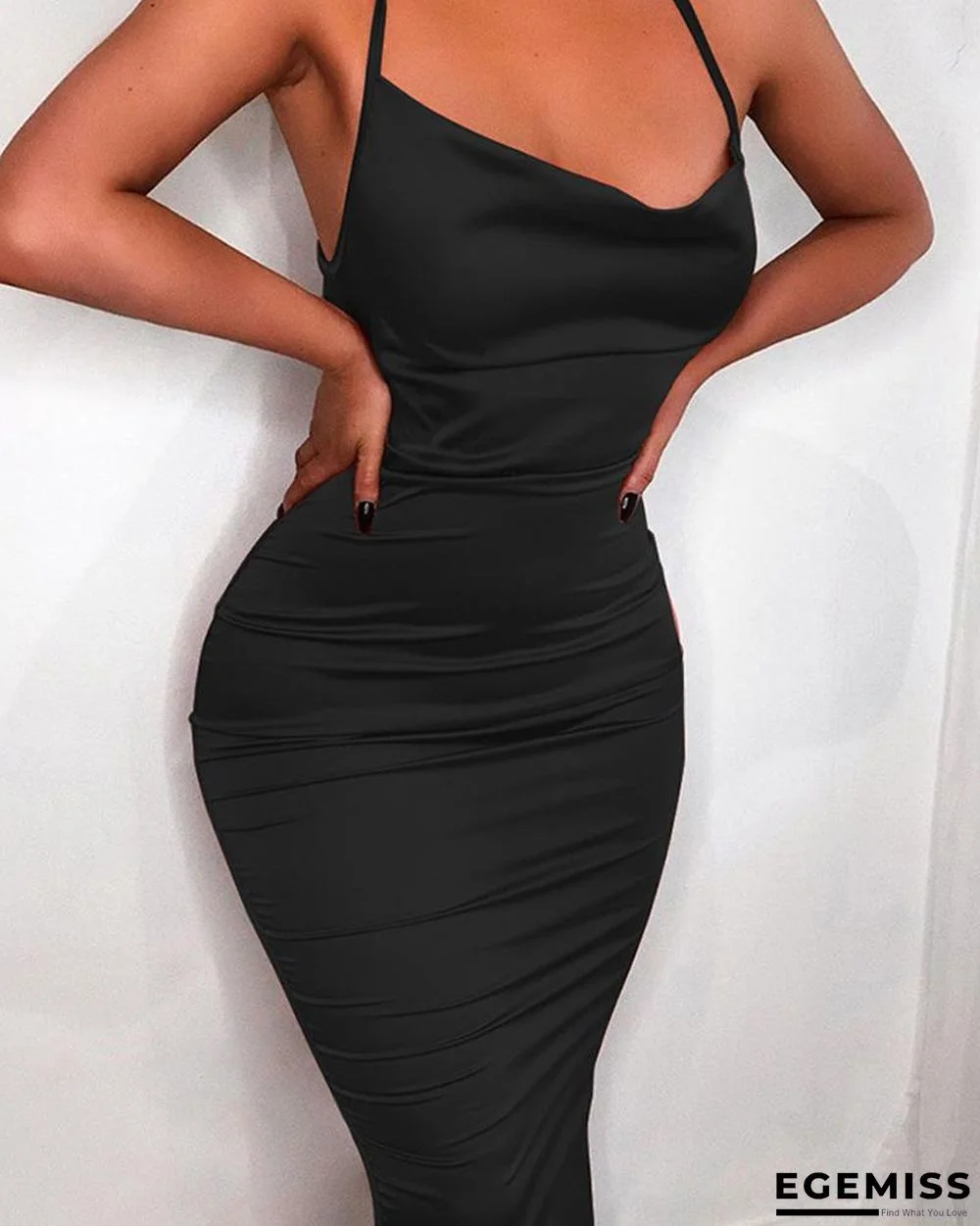 Solid Crisscross Back Bodycon Dress | EGEMISS