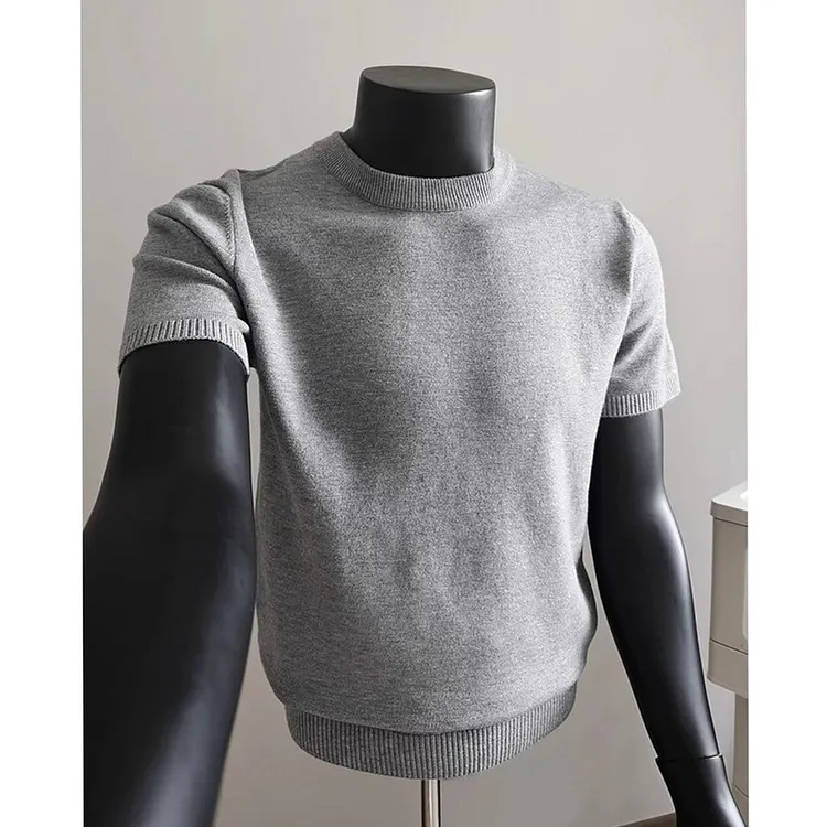 Knit Short Sleeve T - Shirt for Men Breathable Jersey Top