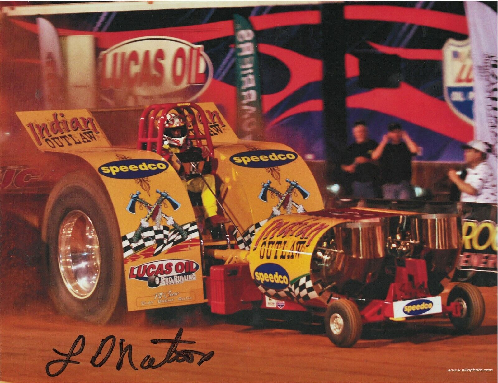 LD NATION INDIAN OUTLAW NHRA DRIVER RARE SIGNED Photo Poster painting