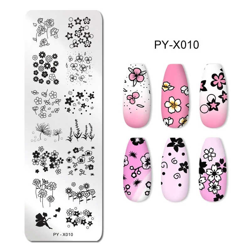 PICT YOU Nail Stamping Plate Geometry Lace Flower Stamping Template DIY Stainless Steel Nail Art Stencil Image Plate Tool-Nail Inspo