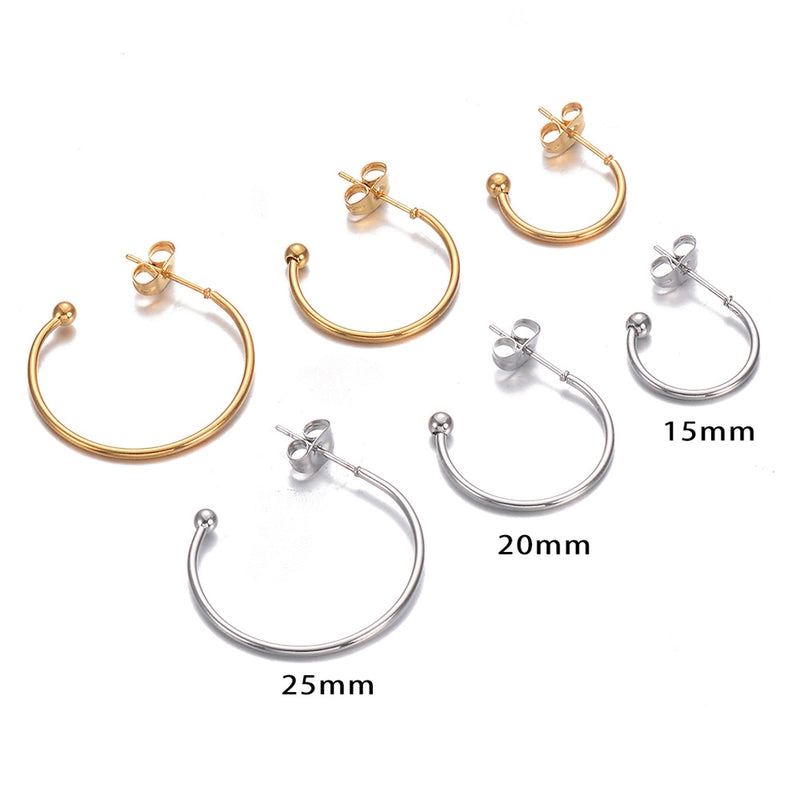 10 PCS/Package 304 Stainless Steel Solid Color Hook Earring Findings