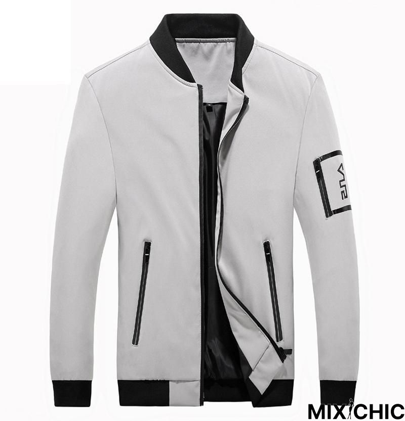Mens Fashion Baseball Collar Streetwear Hip Hop Coats Outwear Thin Slim Bomber Jackets
