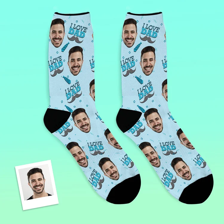 Custom I Love Dad Socks Add Pictures And Name