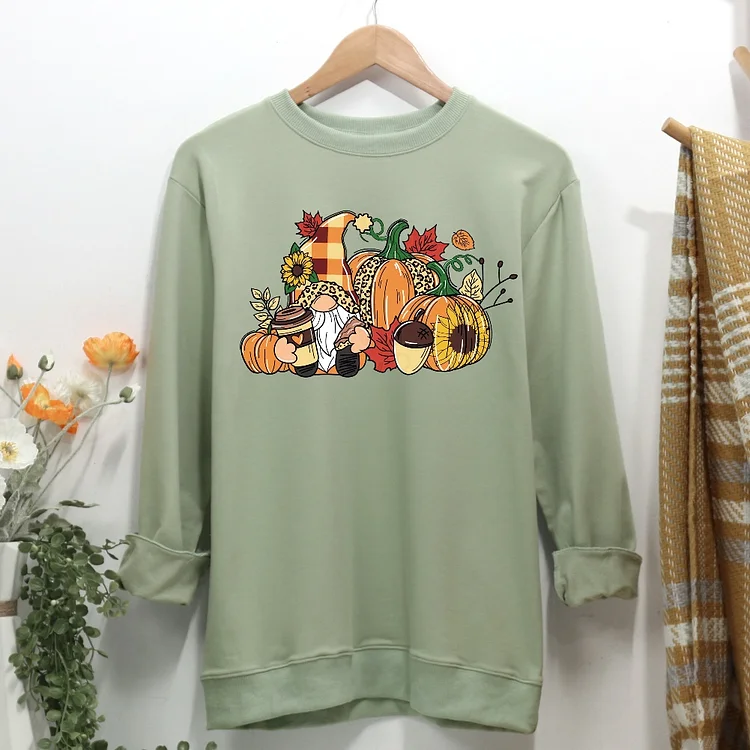 Gnomes Pumpkin Thanksgiving Women Casual Sweatshirt