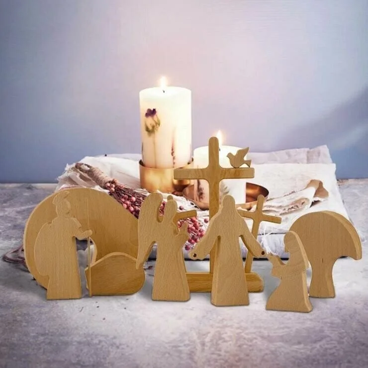 Easter scene wooden decoration