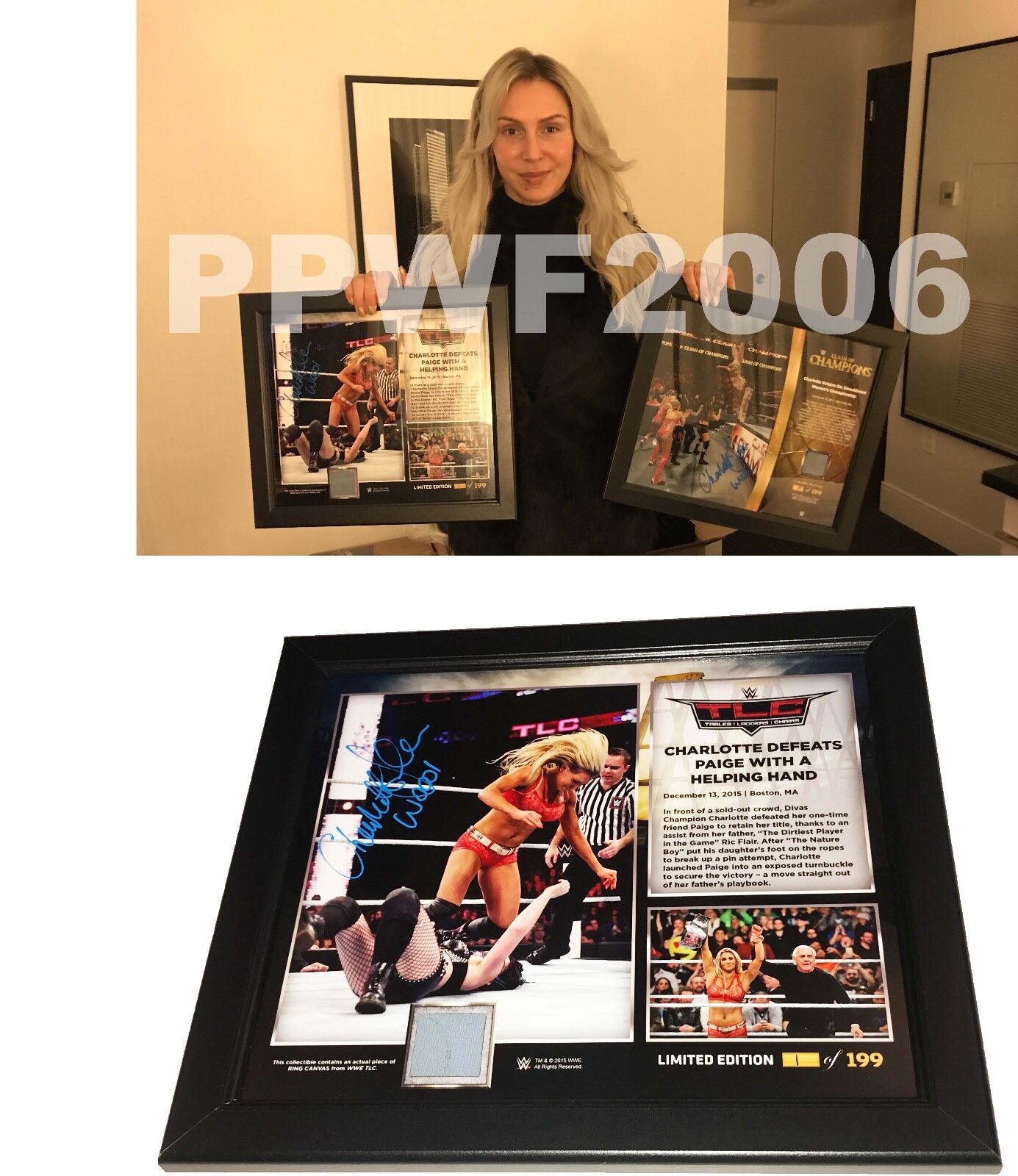 WWE CHARLOTTE HAND SIGNED AUTOGRAPHED PLAQUE TLC WITH PIC PROOF COA #1 PLAQUE