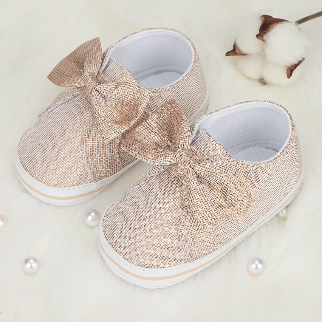 Letclo™ 2021 New Girl Boy Unisex Butterfly-knot Cotton Flat Non-slip Soft Sole Infant First Walkers Baby Shoes letclo Letclo