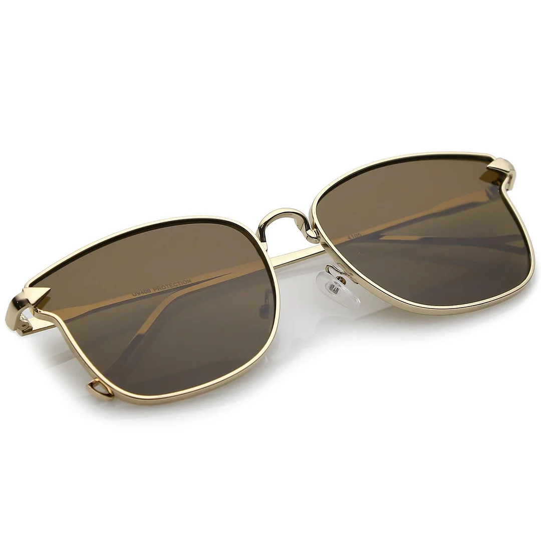 Modern Metal Square glasses With Flat Lenses And Slim Hook Arms 55mm