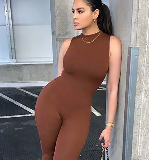 Uveng Suit Summer Polyester Women's Sleeveless Slim High Top Sports Jumpsuit