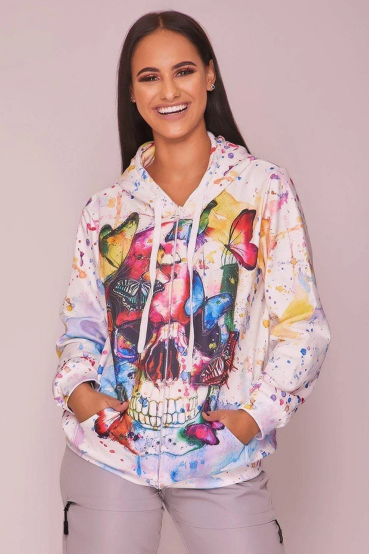 Multi Coloured Graphic Print Hoodie Katch Me