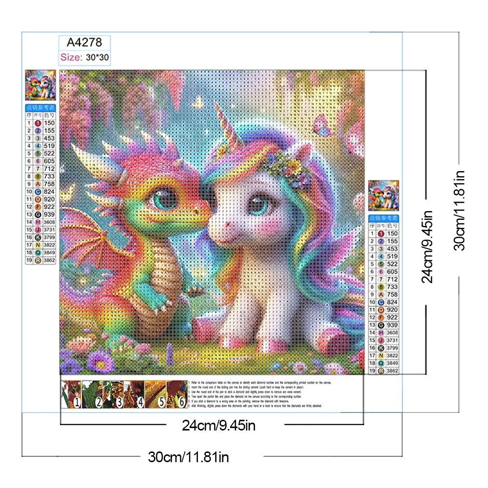 Diamond Painting - Full Round Drill - Rainbow Dragon Pony(Canvas|30*30cm)