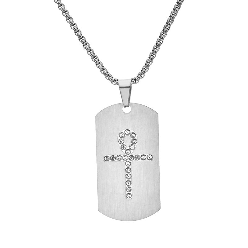 IG Style Cross Titanium Steel Inlay Zircon Women's Pendant Necklace Men Pendant Necklaces