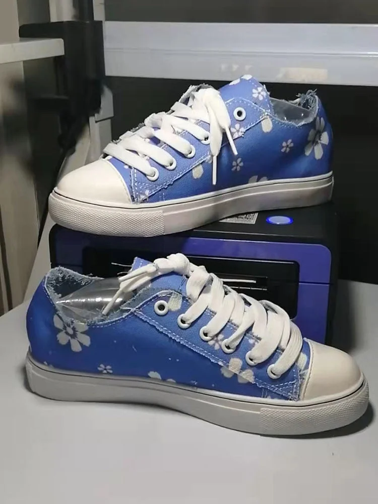 Women Shoes for Women 2022 Retro Floral Print Canva Shoes Female Fashion Student Spring Flat Lace-up Sneakers Casual Shoes Women