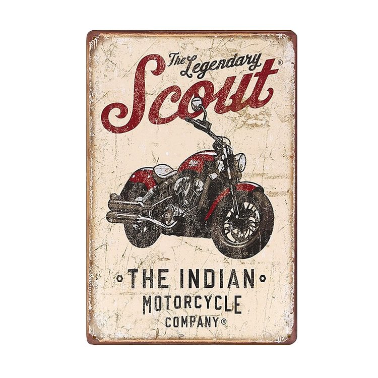 Moto scoute indienne - Enseigne Vintage Métallique/enseignes en bois - 20*30cm/30*40cm