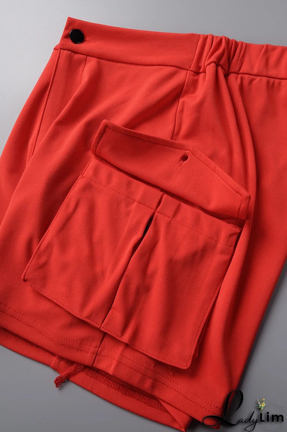 Red Casual Solid Patchwork Turndown Collar Short Sleeve Two Pieces