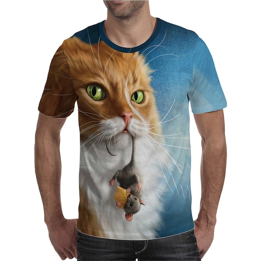 3D Graphic Short Sleeve Shirts Cat