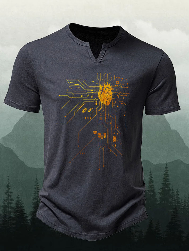 Men's Men's Linear Support Life Print V-neck Short-Sleeve Shirt
