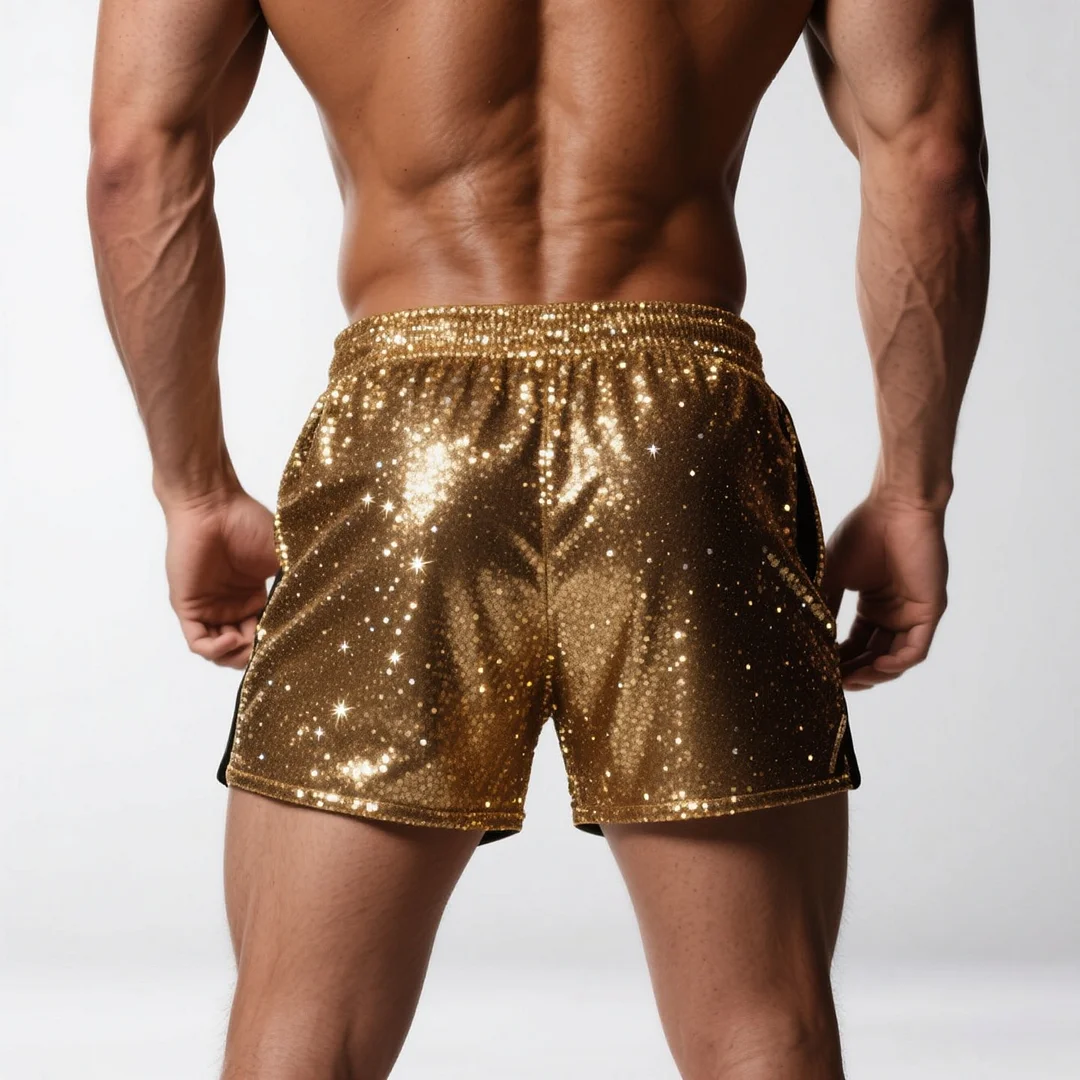 Men's Shi  Gold Sexy Shorts-INSPIREUSE
