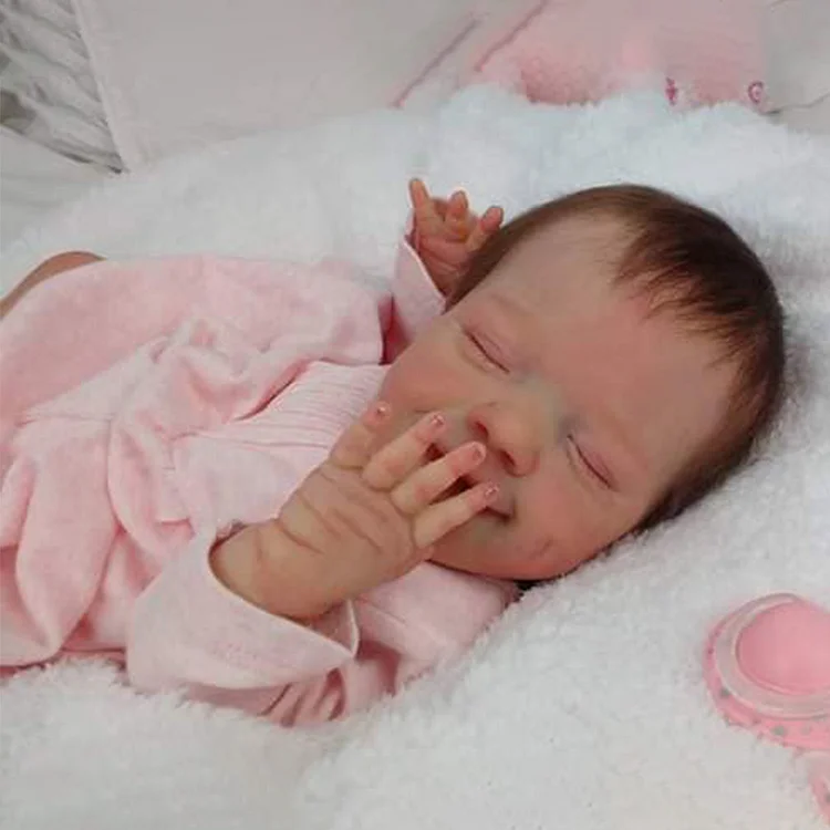 [Heartbeat💖 & Sound🔊] 20" Newborn Girl Soiua Lifelike Sleeping Reborn Baby Doll with Painted Hair Just Like A Real Child