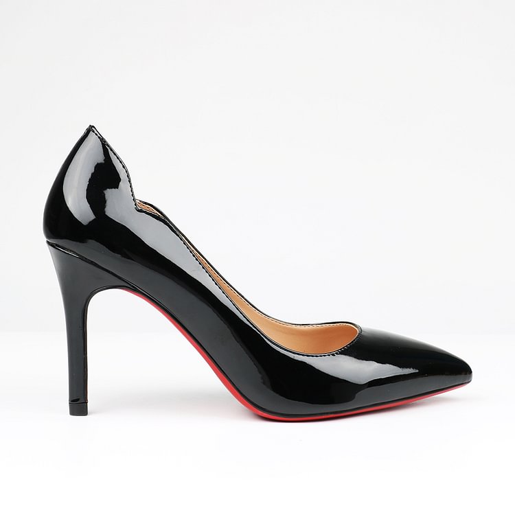 90mm Women's Kitten Heeled Party Red Bottom Pumps Patent