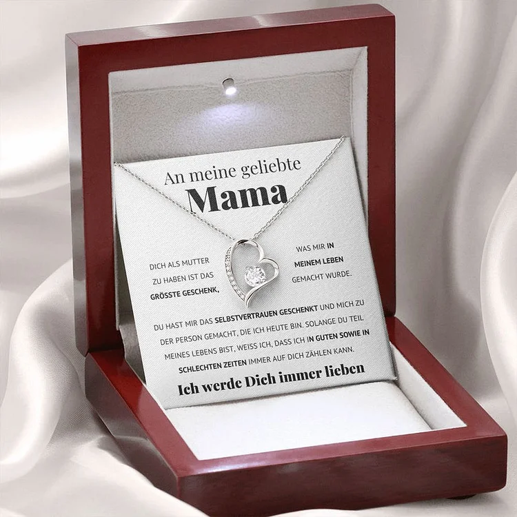 Kettenmachen 925 Sterling Silber Herz Halskette - An Meine geliebte Mama-Geschenk mit Nachrichtenkarte 