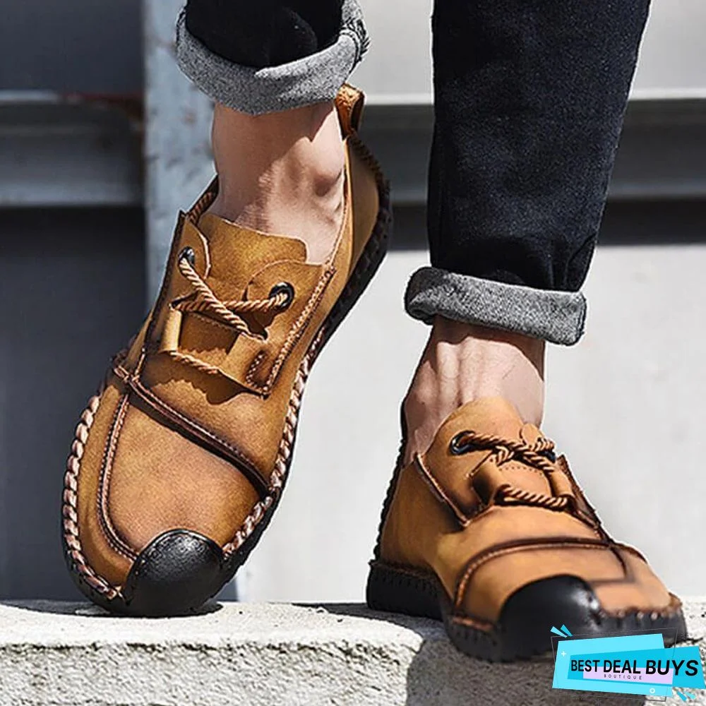 Men's Fashion Business Spliced Laced Casual Leather Shoes