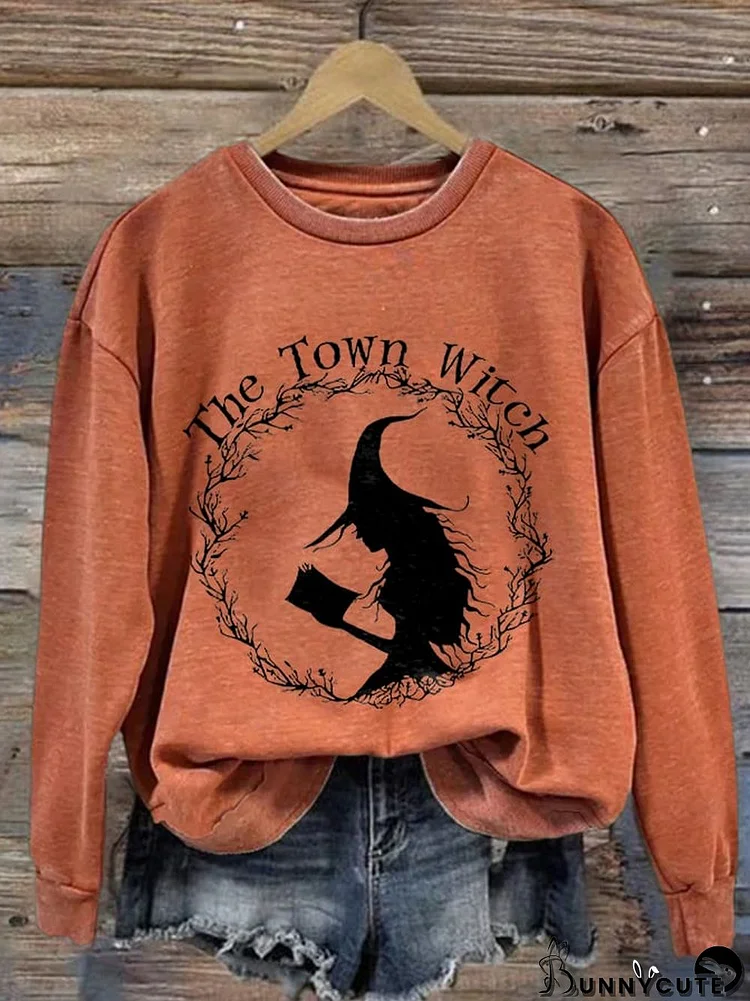 Women's The Town Witch Print Round Neck Sweatshirt
