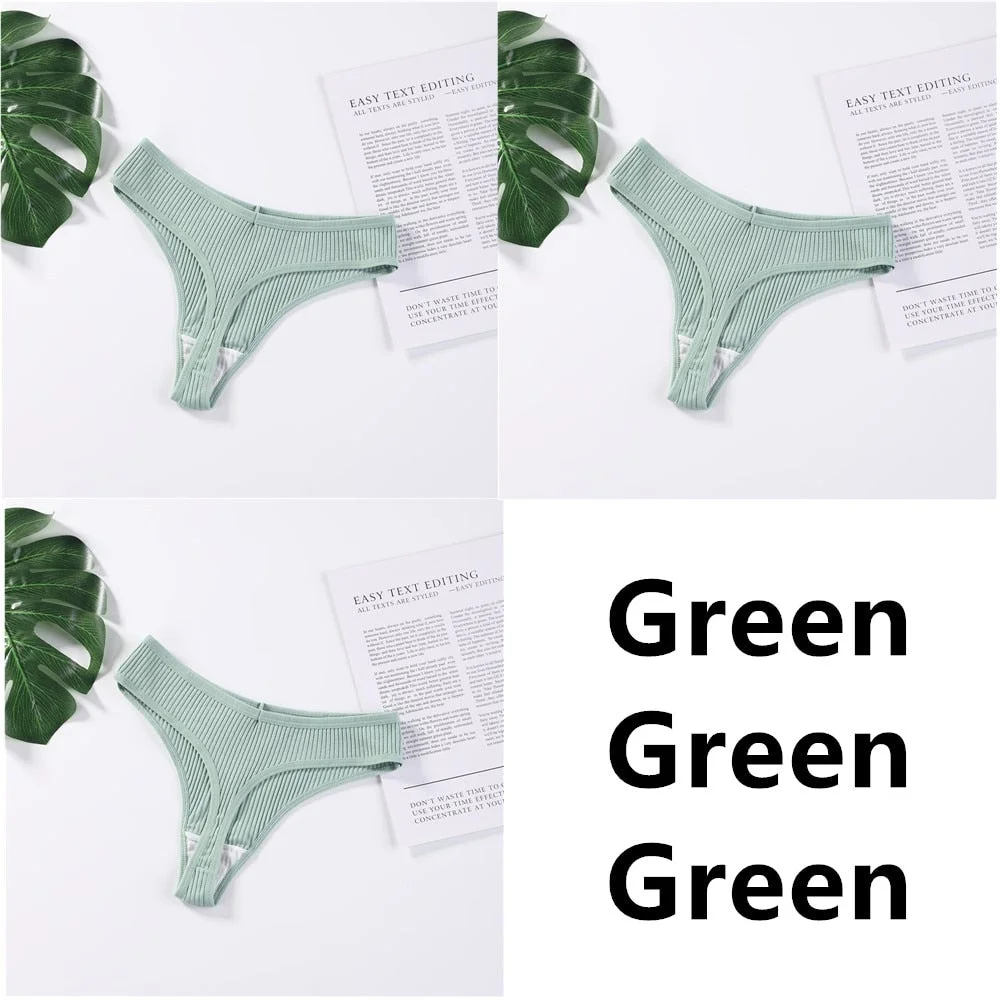 3Pcs/Set Panties G-String Ladies Sexy Panties Ladies Ladies Thong Underwear Low Waist Solid Comfortable Cotton Panties Lingerie