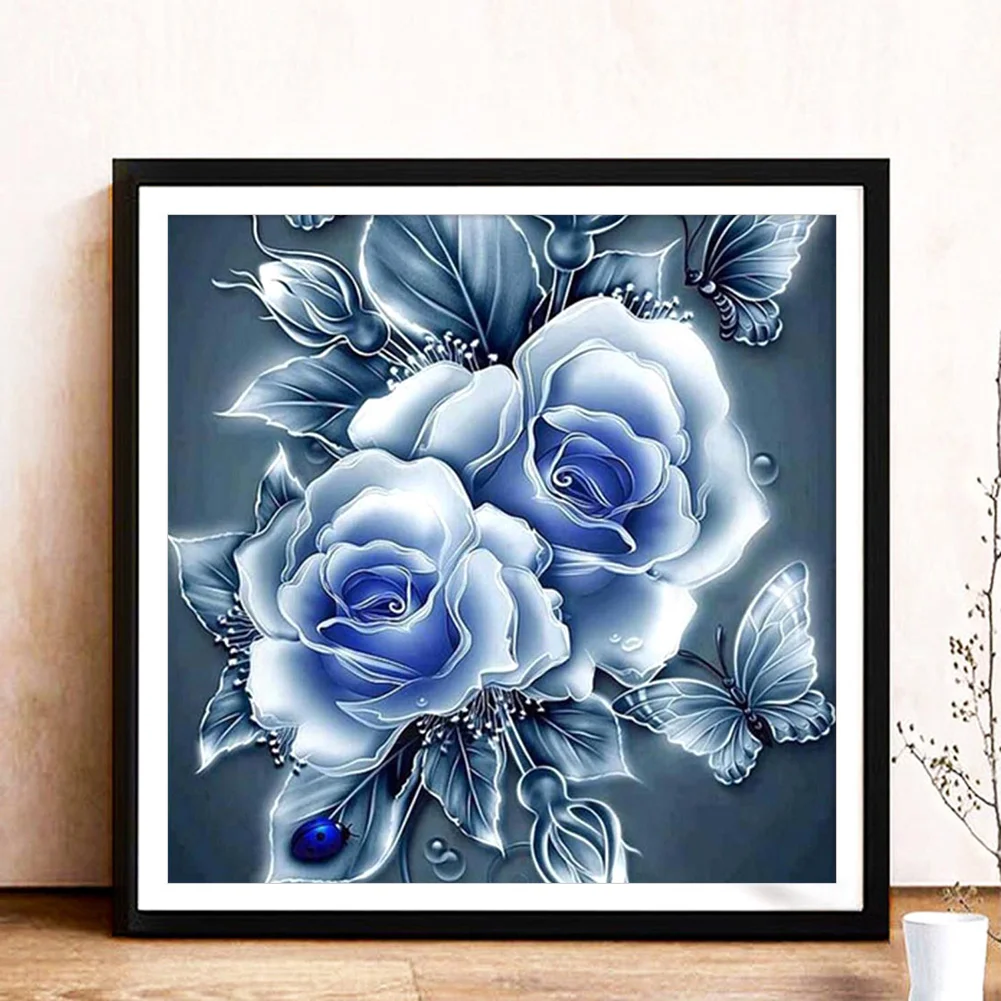 Diamond Painting - Full Round Drill - Blue Rose(30*30cm)