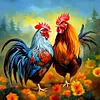Fleurs et coq-plein diamant rond peinture-30 * 30cm
