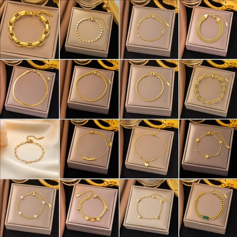 Basic Heart Shape Solid Color Bow Knot Titanium Steel Bracelets In Bulk