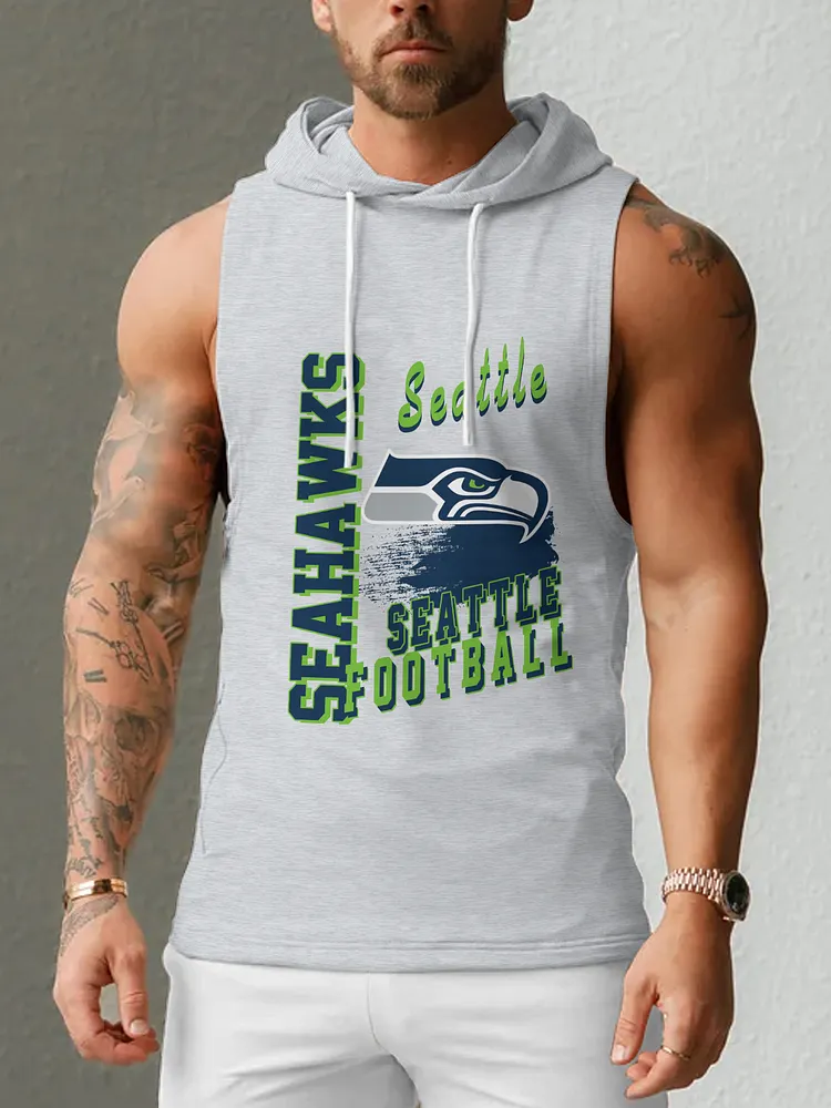 Seattle Seahawks Men's  Casual Comfy Sleeveless Hooded Tank Top