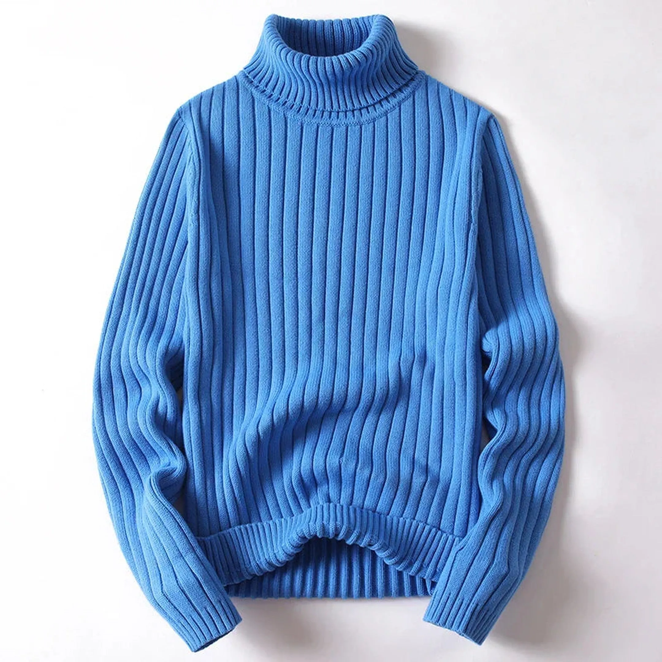 Men's Ribbed Knit Turtleneck Jumper &ndash; Heavy Roll Neck