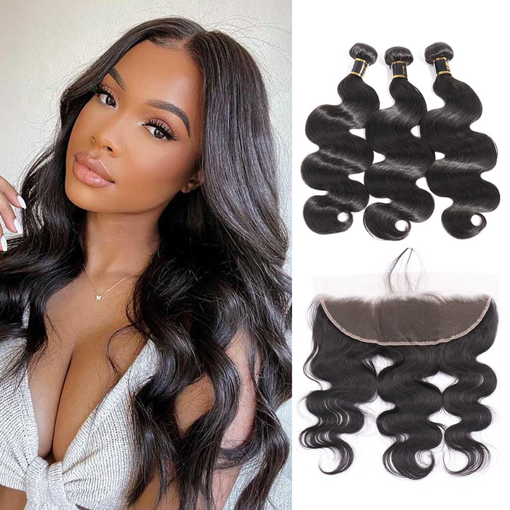 Brazilian Body Wave Bundles with 13x4 Lace Frontal Unprocessed Virgin Human Hair Ear to Ear Lace Frontal With Bundles Zaesvini