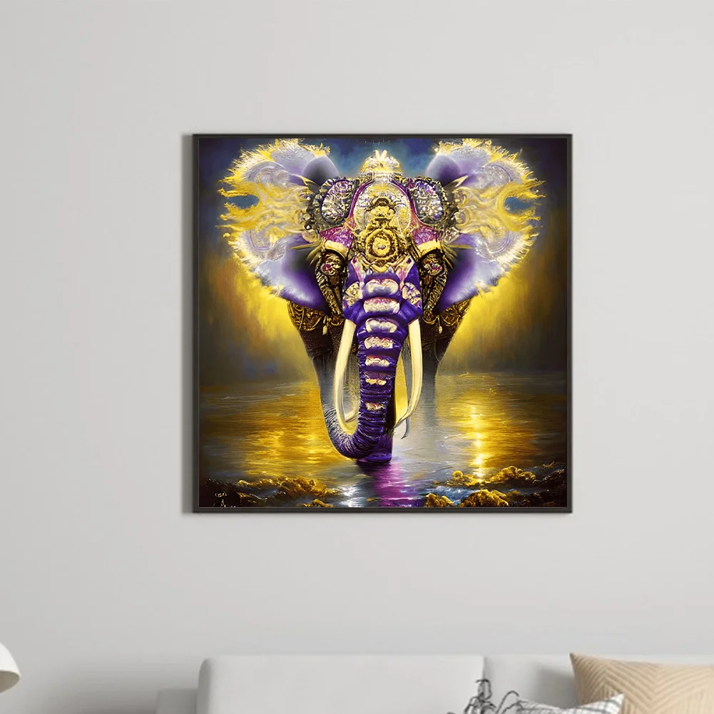 Full Round Diamond Painting 30*30cm - The Elephant Walking In The Starry Sky