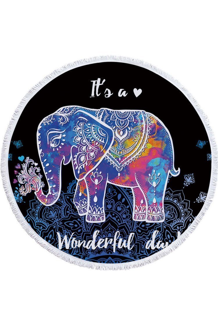 WONDERFUL DAY Tassel Elephant Fluffy Beach Towel-elleschic