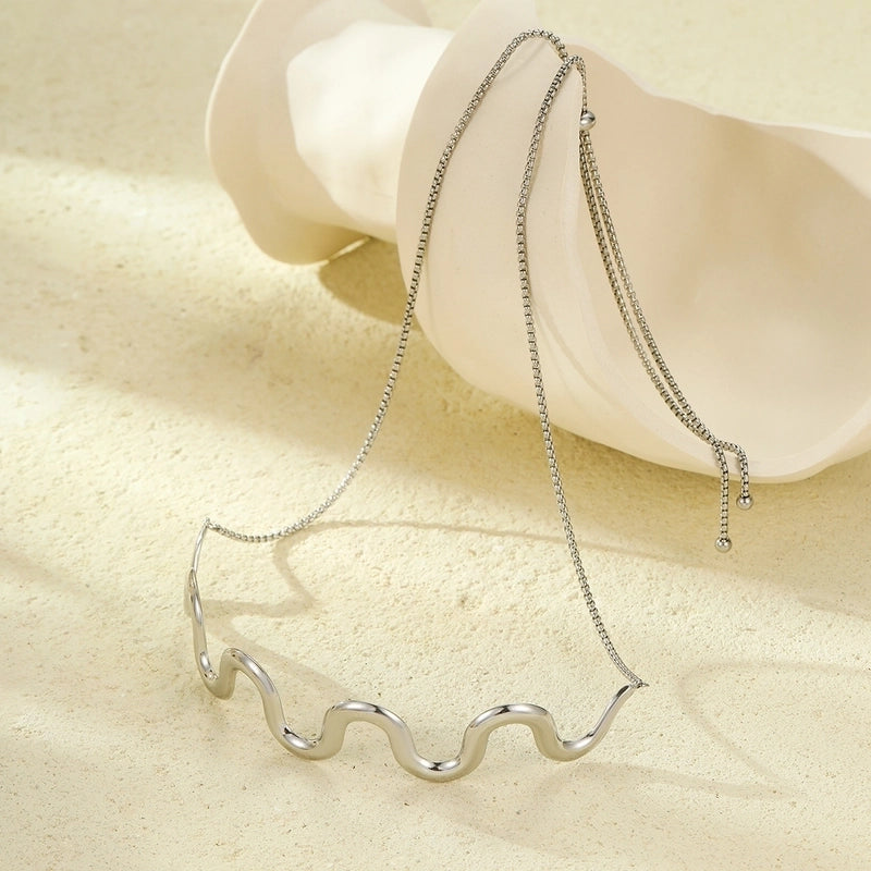 Minimalist Classic Style Waves 304 Stainless Steel Plating Jewelry Set
