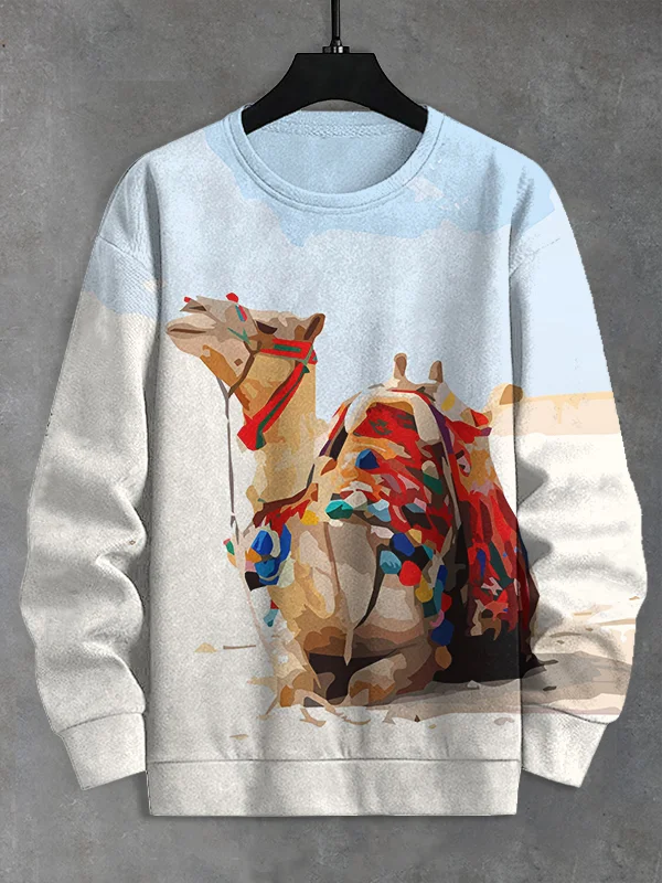 Men's Camels In The Desert Art Print Casual Sweatshirt