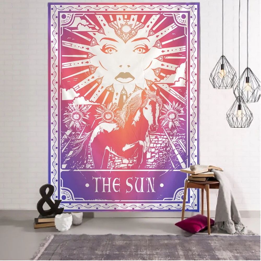 Colorful Tarot Tapestry Wall Hanging Indian Mandala Witchcraft Bohemian Hippie Divination Bed Sheet Home Decor