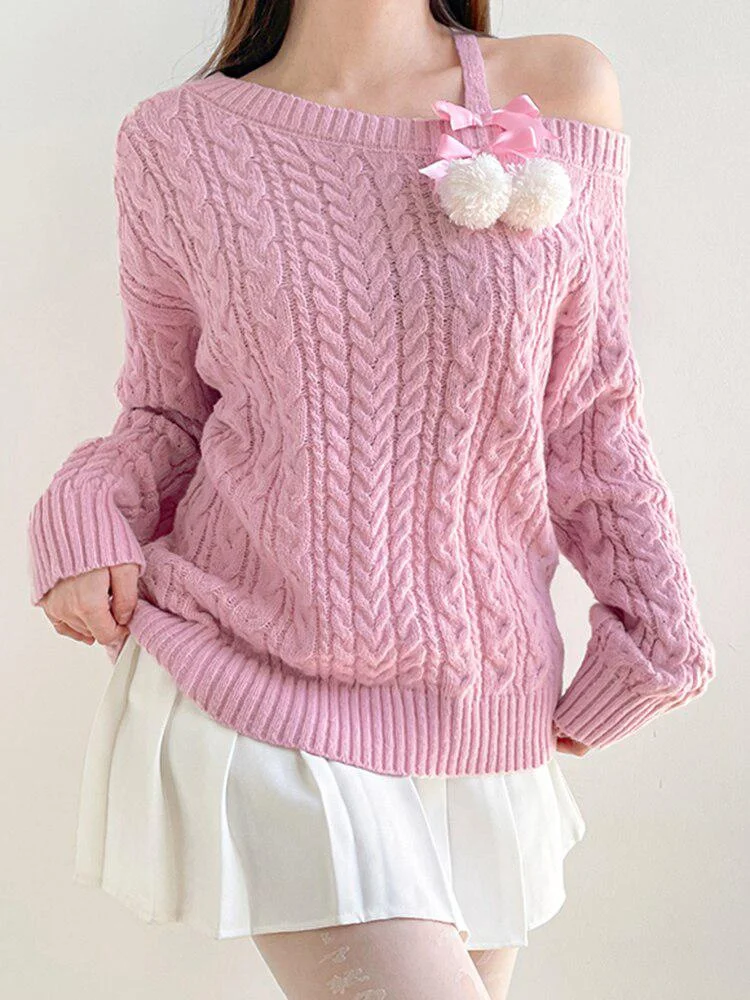 Brownm Cut-Out Knit Sweater