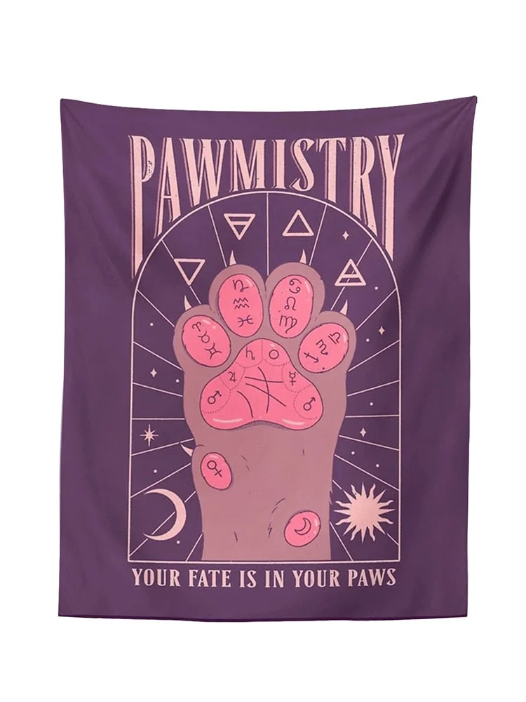 Tarot Cat Paws Tapestry Witchcraft Bohemian Style Tarot Tapestry Decoration Home Decoration Hippie Mattress Girls Dorm Room